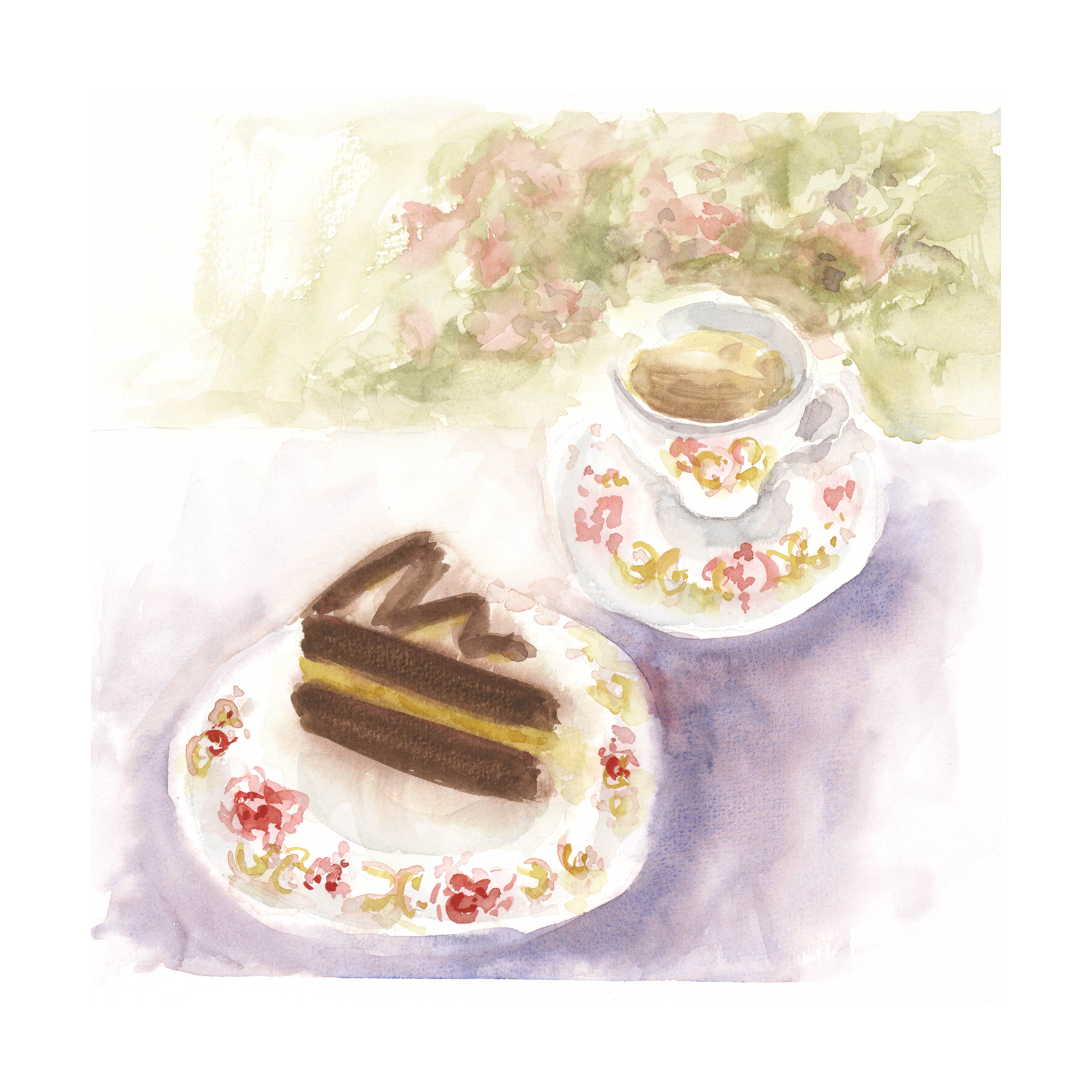 Hot Chocolate and Chocolate cake
