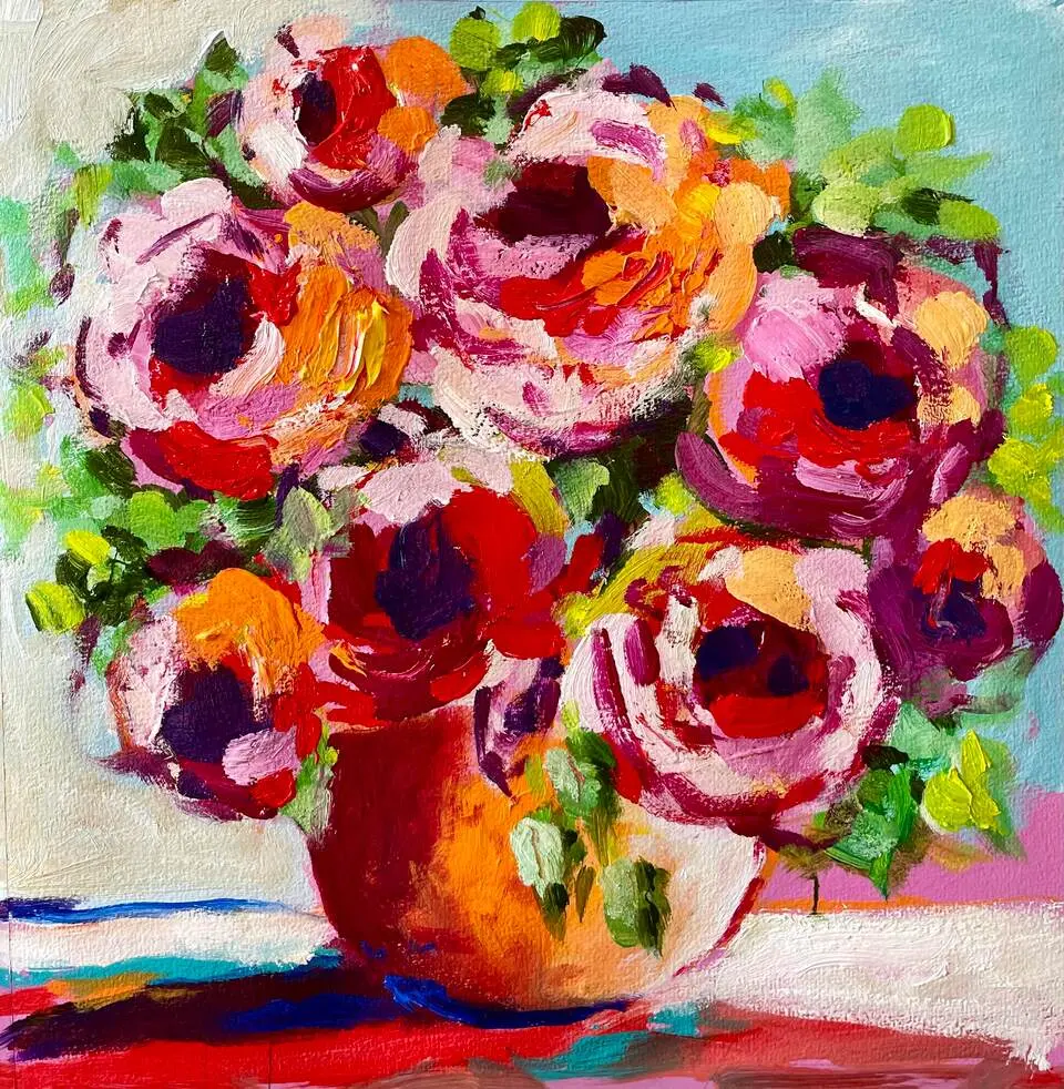 Roses-in-Orange-Vase